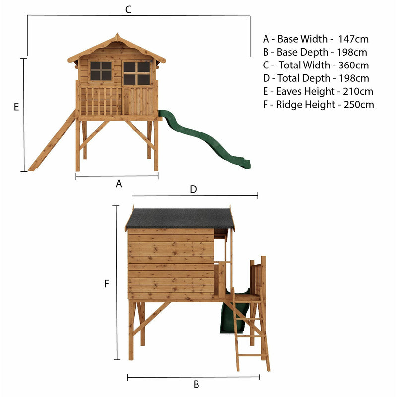 Mercia Poppy Wooden Playhouse with Tower and Slide (SI-002-001-0024 - EAN 5029442076386)
