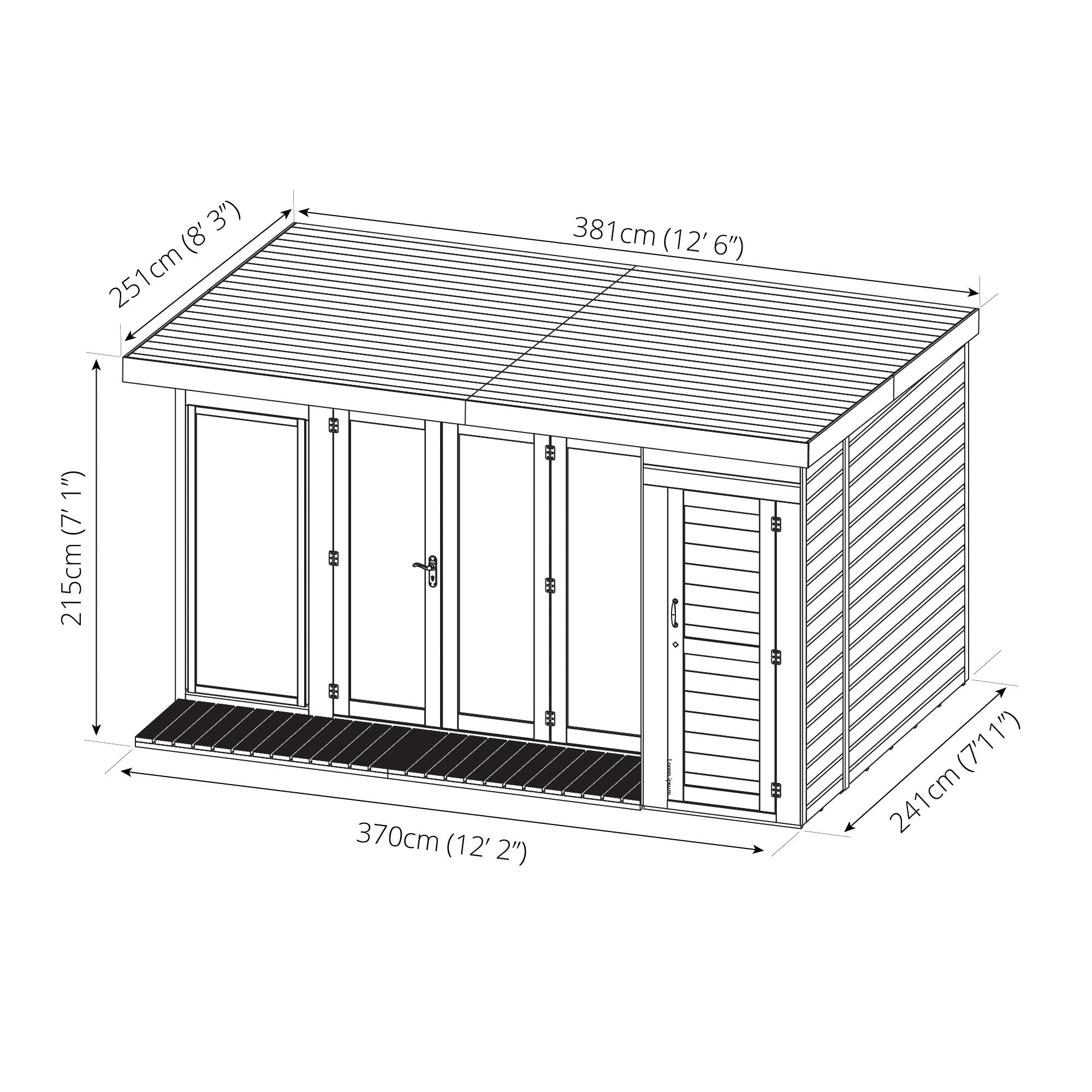 Mercia Contemporary Summerhouse with Side Shed (12x8) (SI-003-001-0039 - EAN 5029442076560)