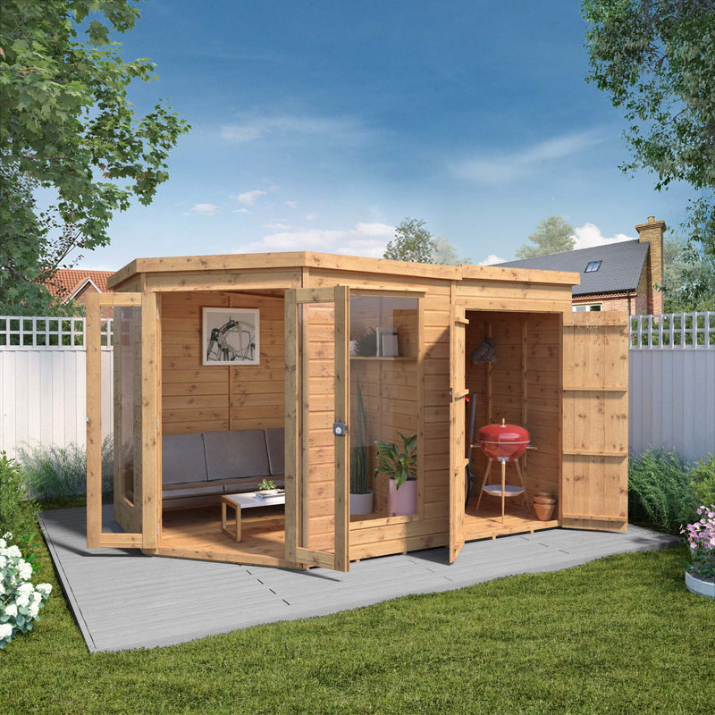 Mercia Premium Corner Summerhouse with Side Shed (11x7) (SI-003-001-0064 - EAN 5029442091006)