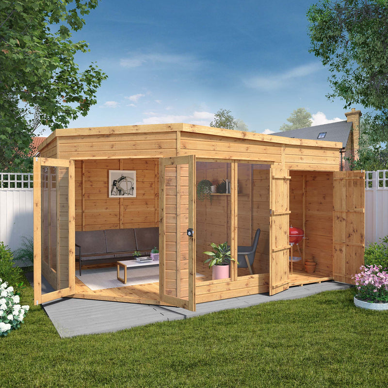 Mercia Premium Corner Summerhouse With Side Shed (9 x 13) (SI-003-001-0079 - EAN 5029442002576)