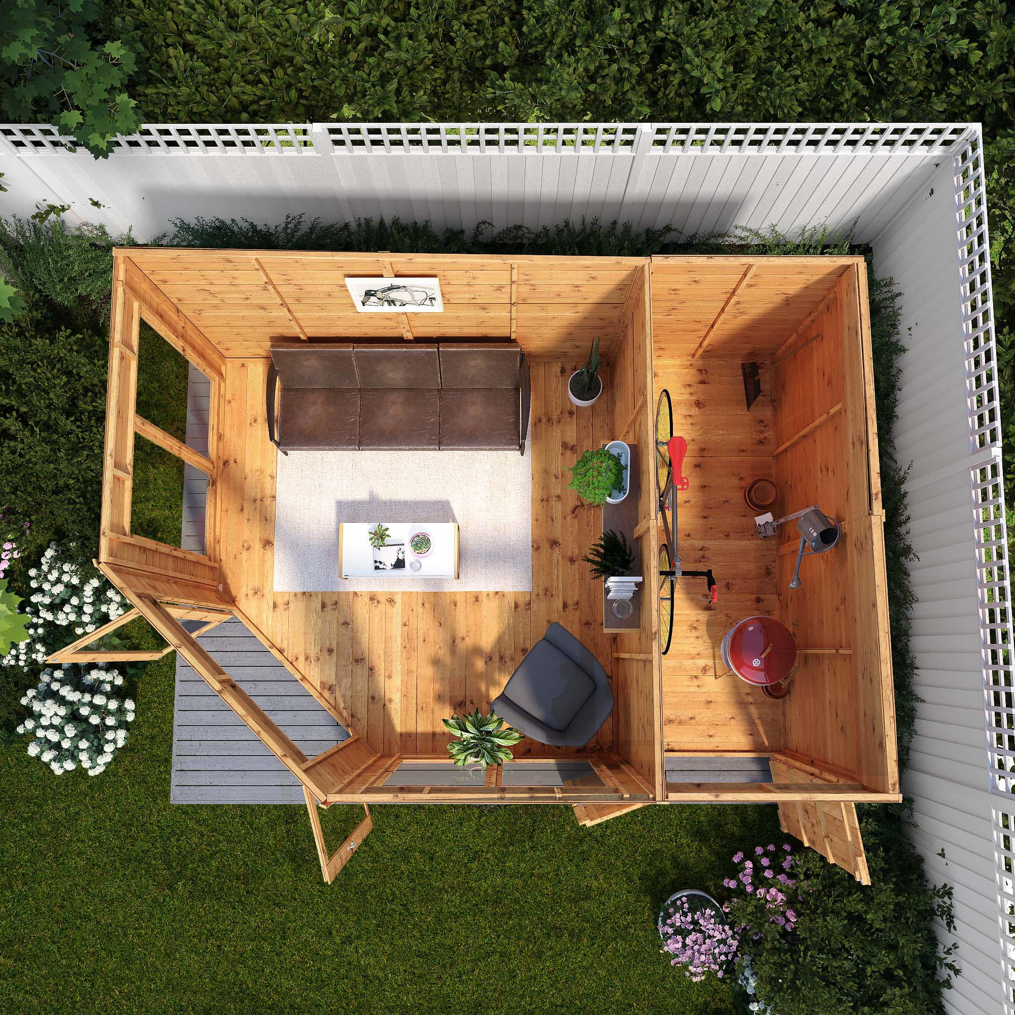Mercia Premium Corner Summerhouse With Side Shed (9 x 13) (SI-003-001-0079 - EAN 5029442002576)