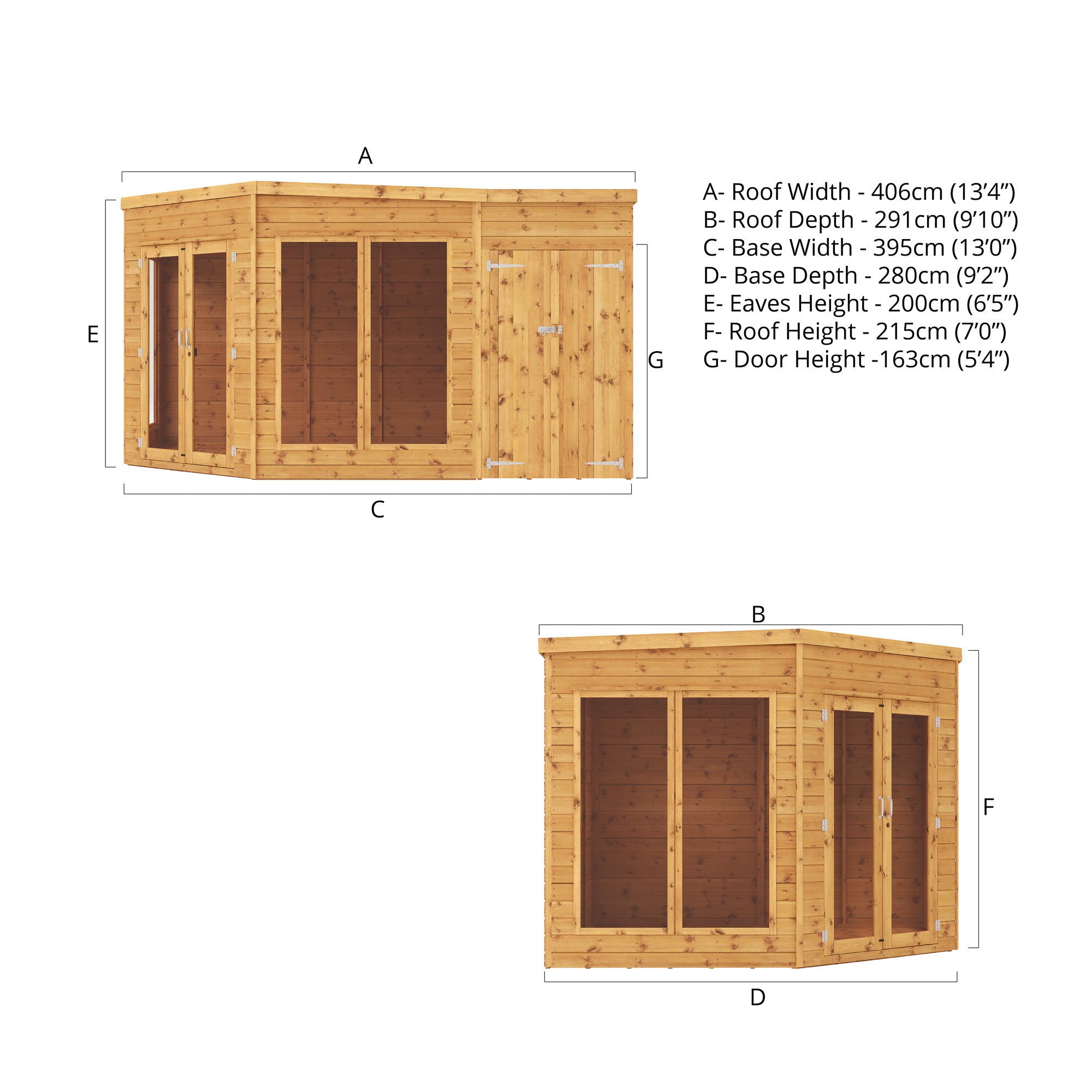 Mercia Premium Corner Summerhouse With Side Shed (9 x 13) (SI-003-001-0079 - EAN 5029442002576)