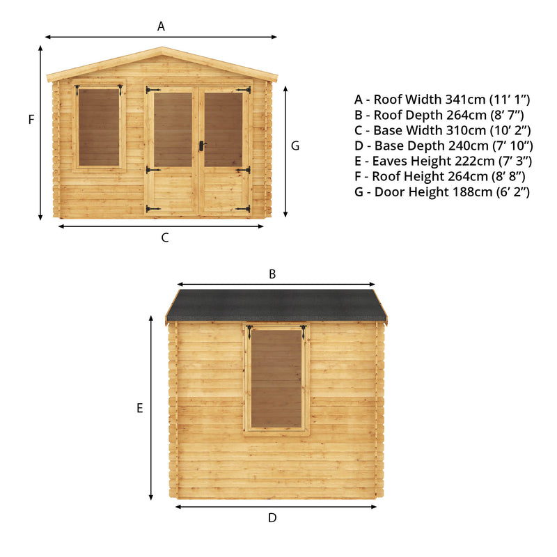 Mercia 19mm Log Cabin (10x8) (2.6m x 3.3m) (SI-006-001-0021 - EAN 5029442078595)