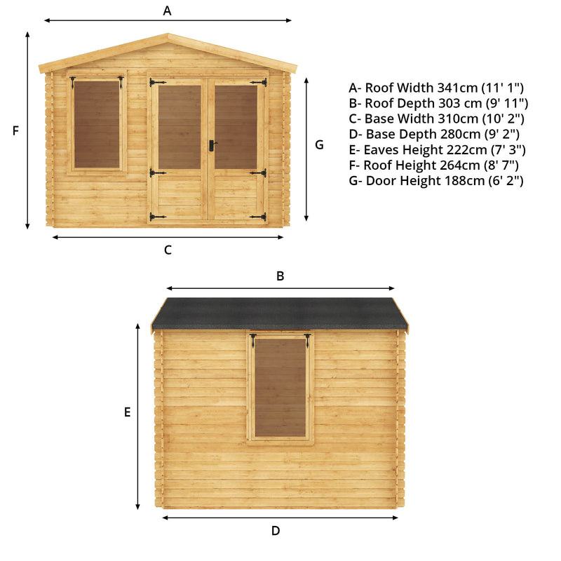 Mercia 19mm Log Cabin (10x9) (3.3m x 3m) (SI-006-001-0022 - EAN 5029442078564)