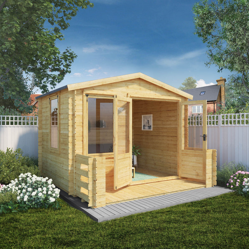 Mercia 19mm Log Cabin with Veranda (11x11) (3.3m x 3.4m) (SI-006-001-0023 - EAN 5029442078571)