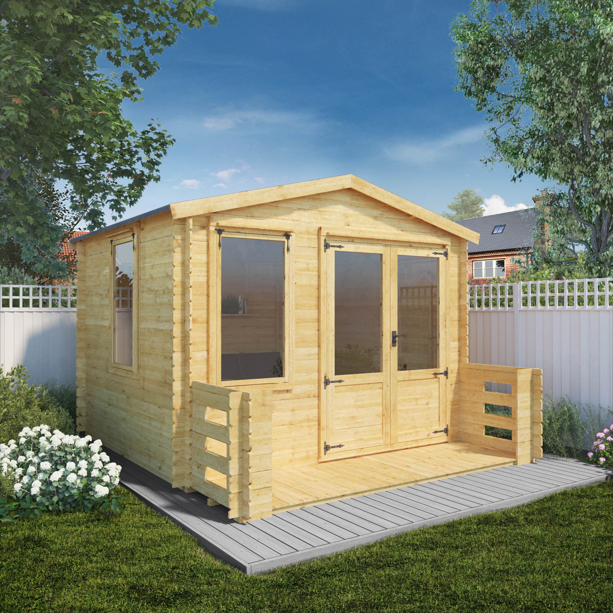 Mercia 19mm Log Cabin with Veranda (11x12) (3.3m x 3.7m) (SI-006-001-0024 - EAN 5029442078687)