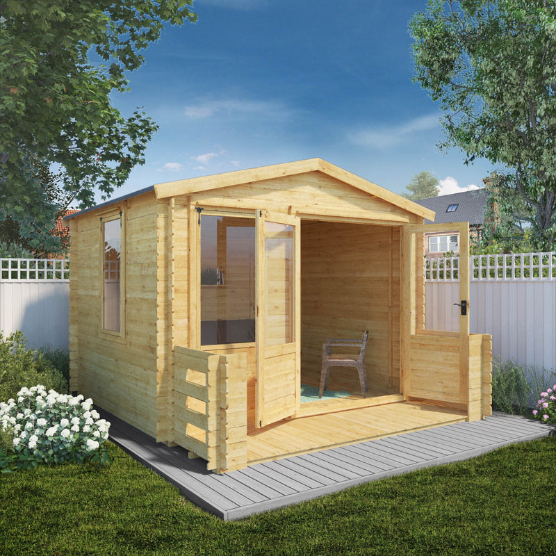 Mercia 19mm Log Cabin with Veranda (11x12) (3.3m x 3.7m) (SI-006-001-0024 - EAN 5029442078687)