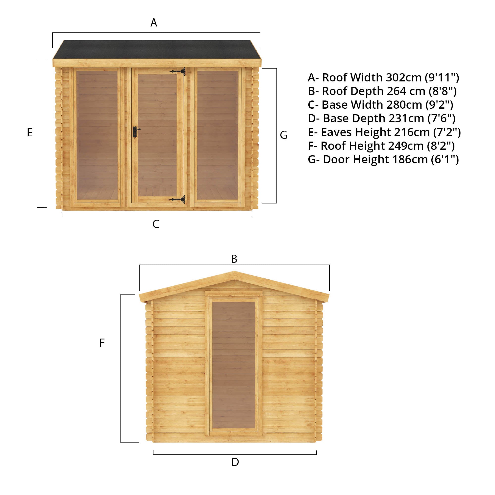 Mercia 19mm Log Cabin (10x8) (3m x 2.5m) (SI-006-001-0026 - EAN 5029442088426)