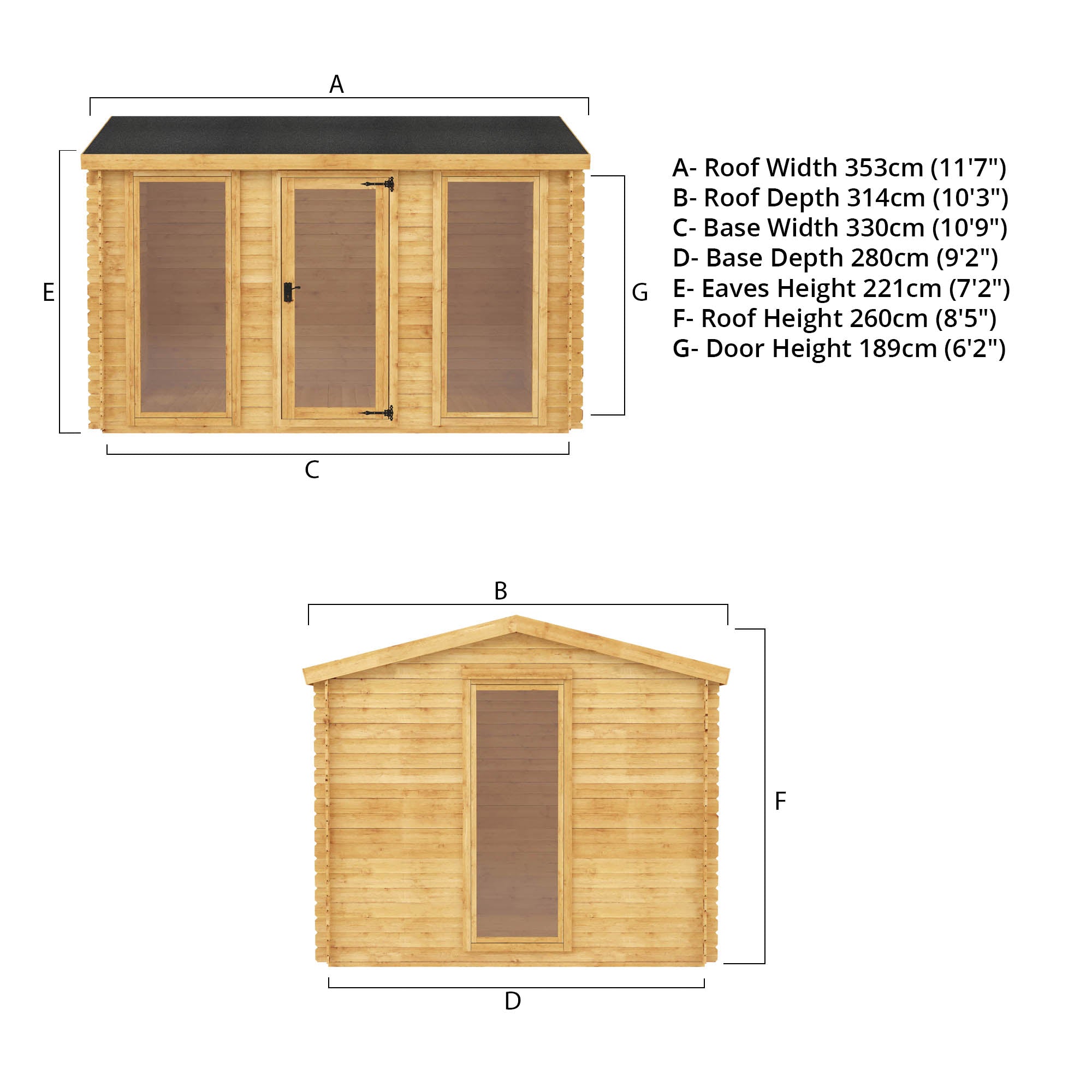 Mercia 19mm Log Cabin (11x10) (3.5m x 3m) (SI-006-001-0028 - EAN 5029442088440)