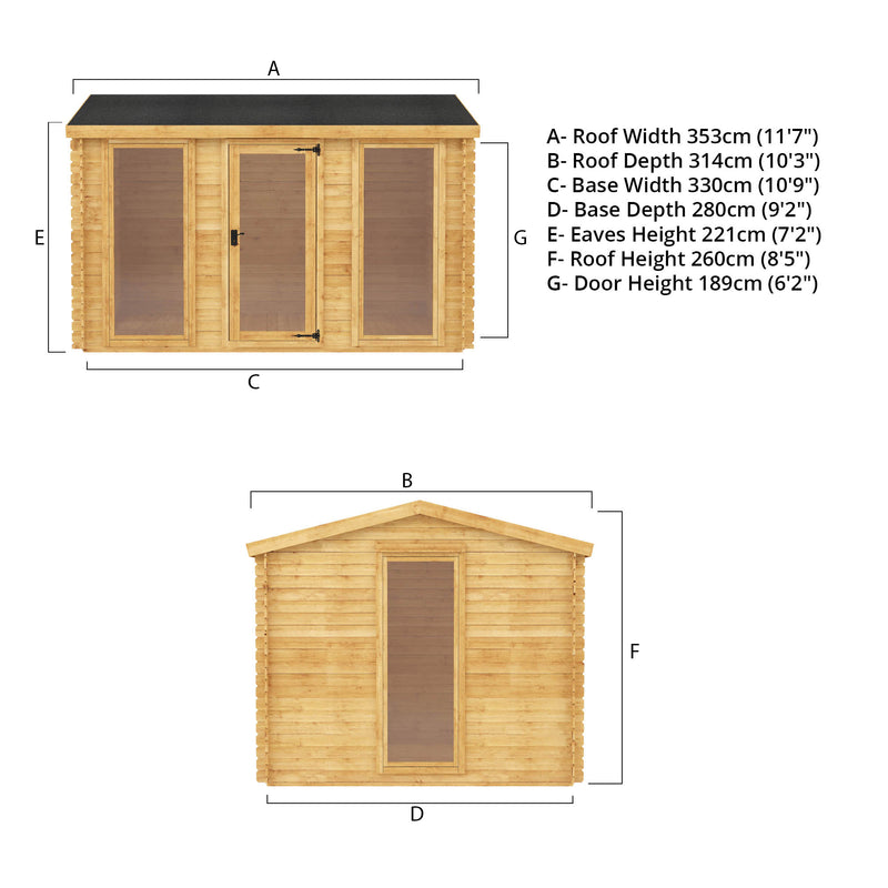 Mercia 19mm Log Cabin (11x10) (3.5m x 3m) (SI-006-001-0028 - EAN 5029442088440)