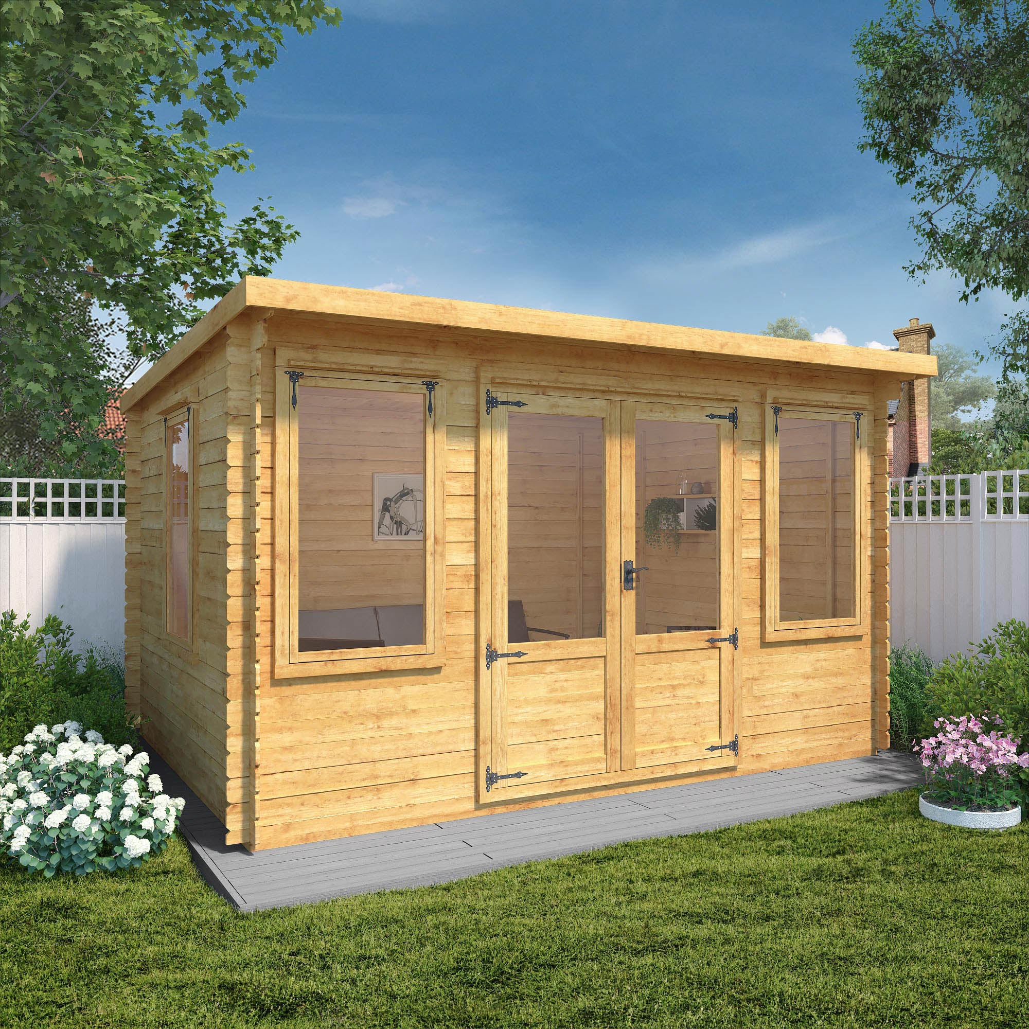 Mercia 19mm Pent Log Cabin (13x10) (4m x 3m) (SI-006-001-0030 - EAN 5029442002453)