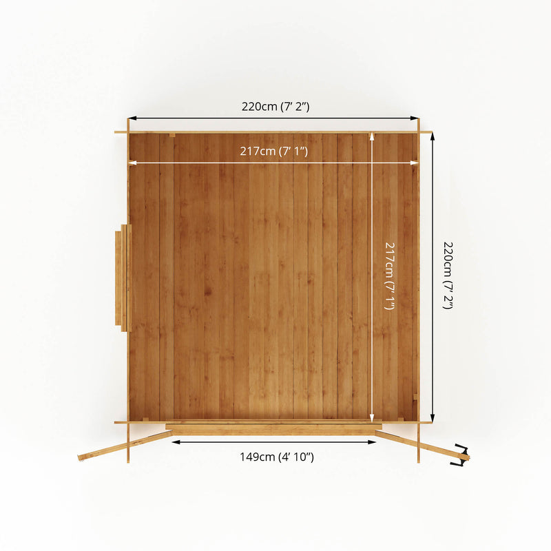 Mercia 19mm Pent Log Cabin (8x8) (2.4m x 2.4m) (SI-006-001-0031 - EAN 5029442002439)