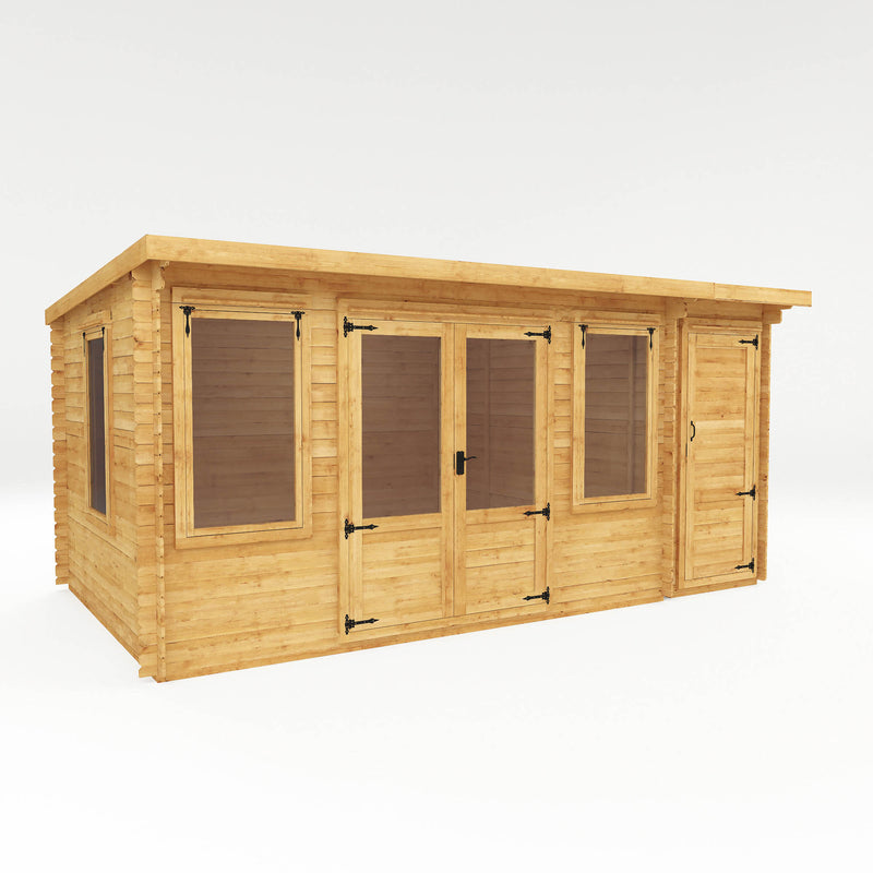 Mercia 19mm Pent Log Cabin with Side Shed (17x10) (5.1m x 3m) (SI-006-001-0036 - EAN 5029442002484)