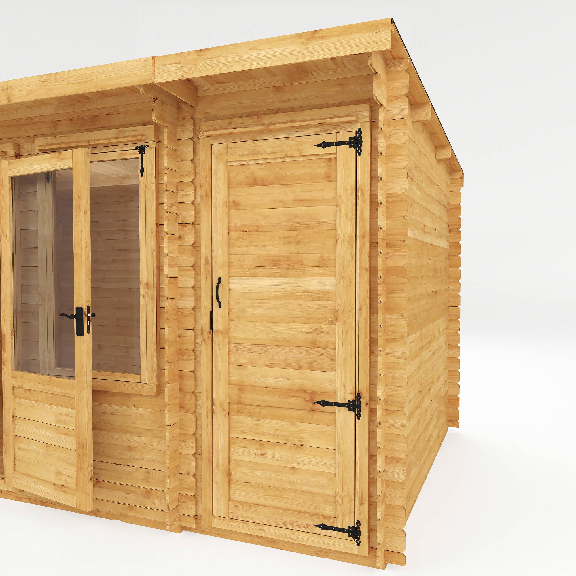 Mercia 19mm Pent Log Cabin with Side Shed (17x10) (5.1m x 3m) (SI-006-001-0036 - EAN 5029442002484)