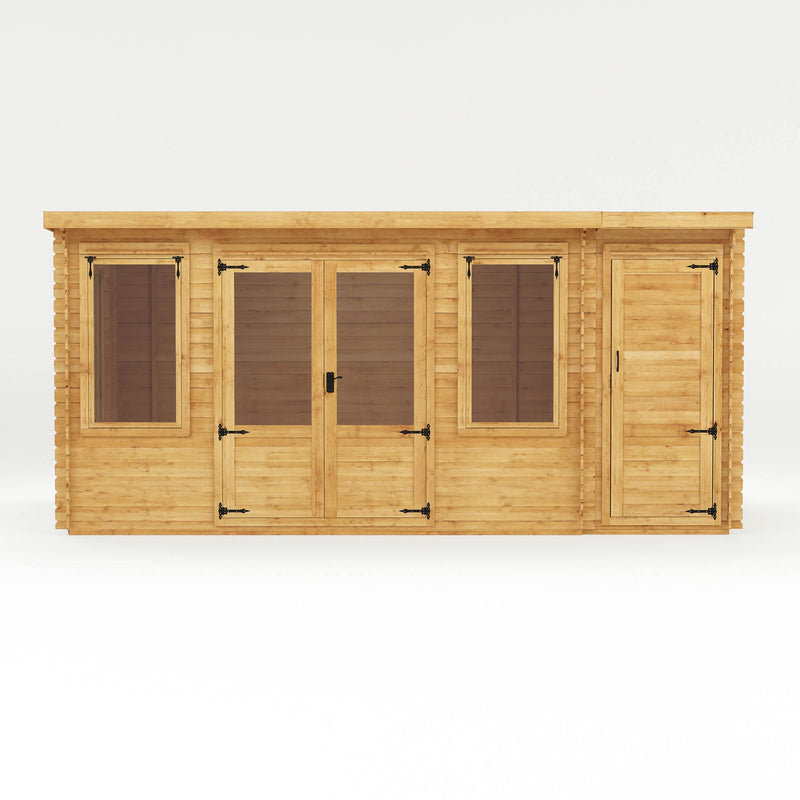 Mercia 19mm Pent Log Cabin with Side Shed (17x10) (5.1m x 3m) (SI-006-001-0036 - EAN 5029442002484)