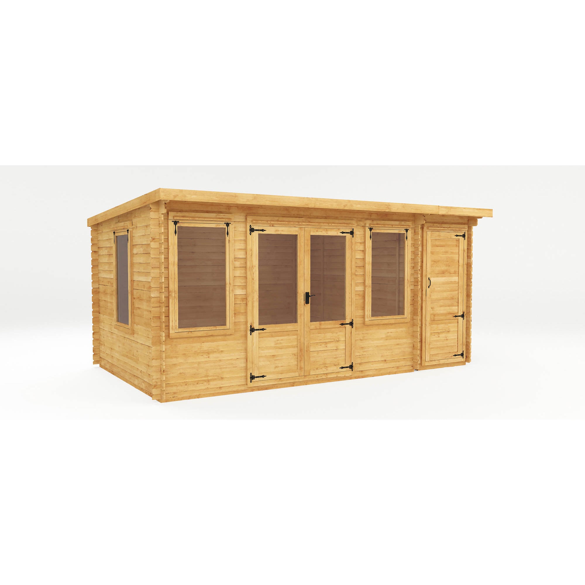 Mercia 19mm Pent Log Cabin with Side Shed (17x10) (5.1m x 3m) (SI-006-001-0036 - EAN 5029442002484)