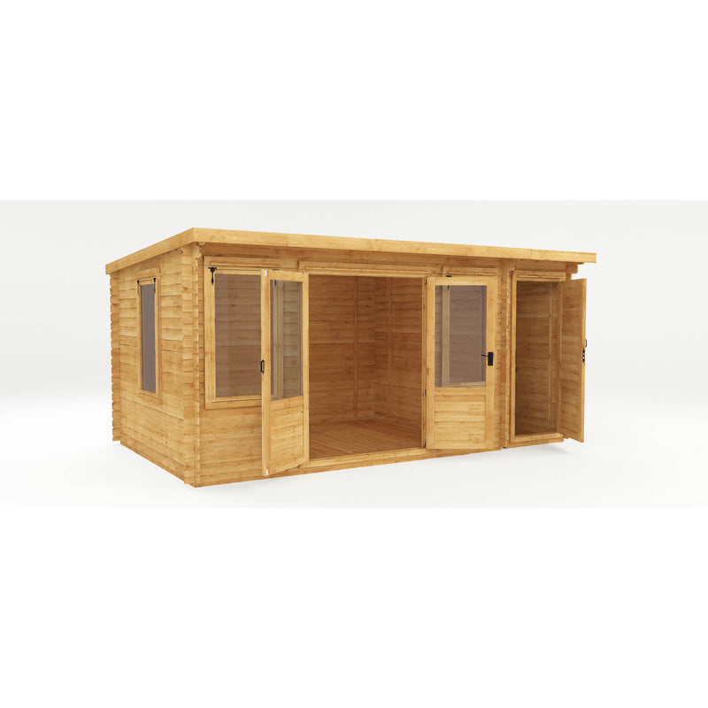 Mercia 19mm Pent Log Cabin with Side Shed (17x10) (5.1m x 3m) (SI-006-001-0036 - EAN 5029442002484)