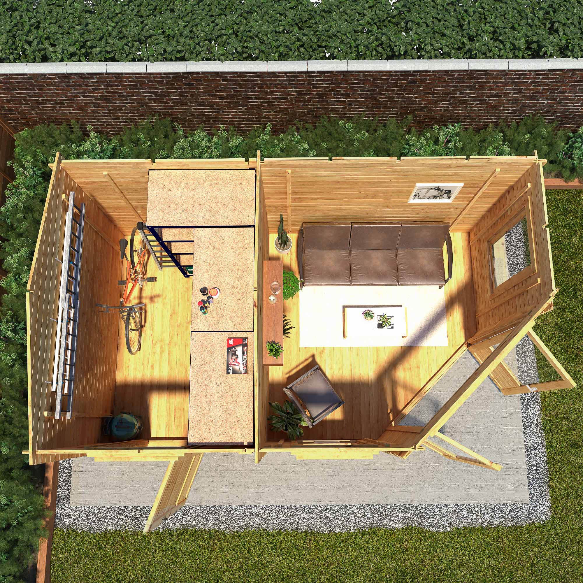 Mercia 28mm Corner Lodge Plus with Side Shed and Double Glazing (16x10) (5m x 3m) (SI-006-002-0055 - EAN 5029442002712)