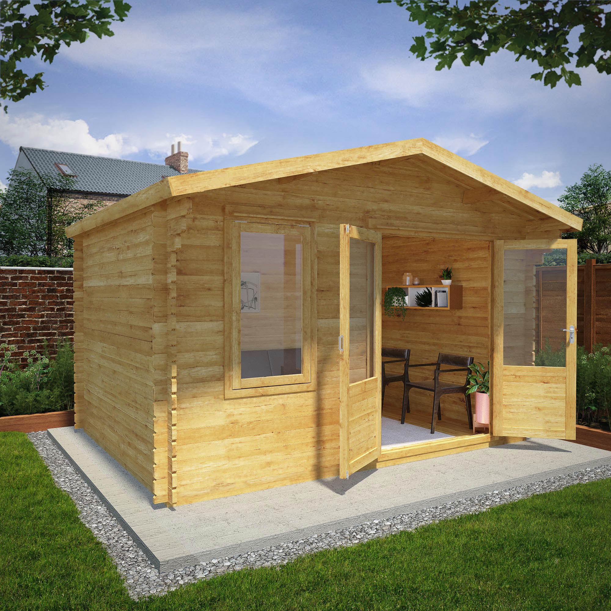 Mercia Retreat 28mm Log Cabin With Double Glazing (13x10) (4m x 3m) (SI-006-002-0058 - EAN 5029442002606)