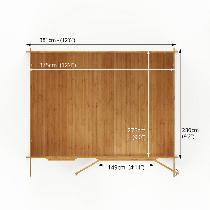 Mercia Retreat 34mm Log Cabin With Double Glazing (13x10) (4m x 3m) (SI-006-003-0073 - EAN 5029442002613)