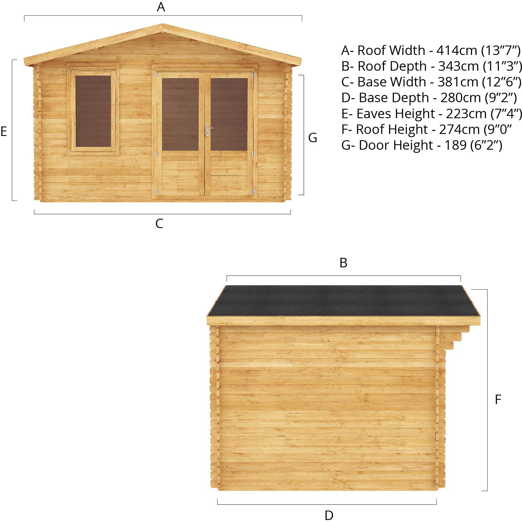 Mercia Retreat 34mm Log Cabin With Double Glazing (13x10) (4m x 3m) (SI-006-003-0073 - EAN 5029442002613)