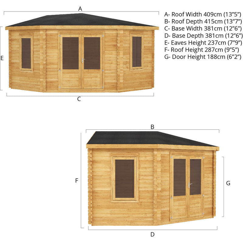 Mercia 34mm Corner Cabin (13x13) (4m x 4m) (SI-006-003-0084 - EAN 5029442005560)