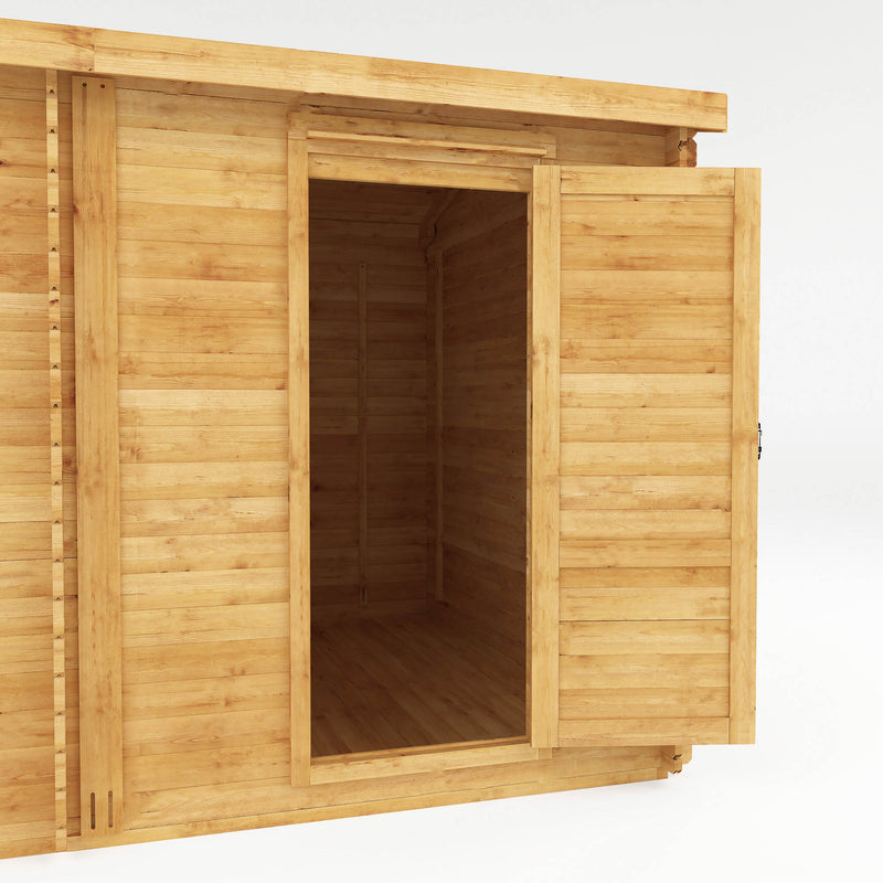 Mercia 44mm Corner Lodge Plus with Side Shed and Double Glazing (16x10) (5m x 3m) (SI-006-004-0082 - EAN 5029442005591)