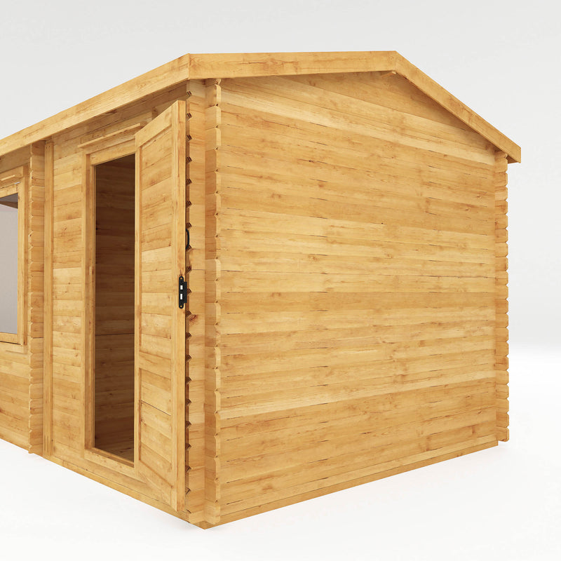 Mercia 44mm Corner Lodge Plus with Side Shed and Double Glazing (16x10) (5m x 3m) (SI-006-004-0082 - EAN 5029442005591)