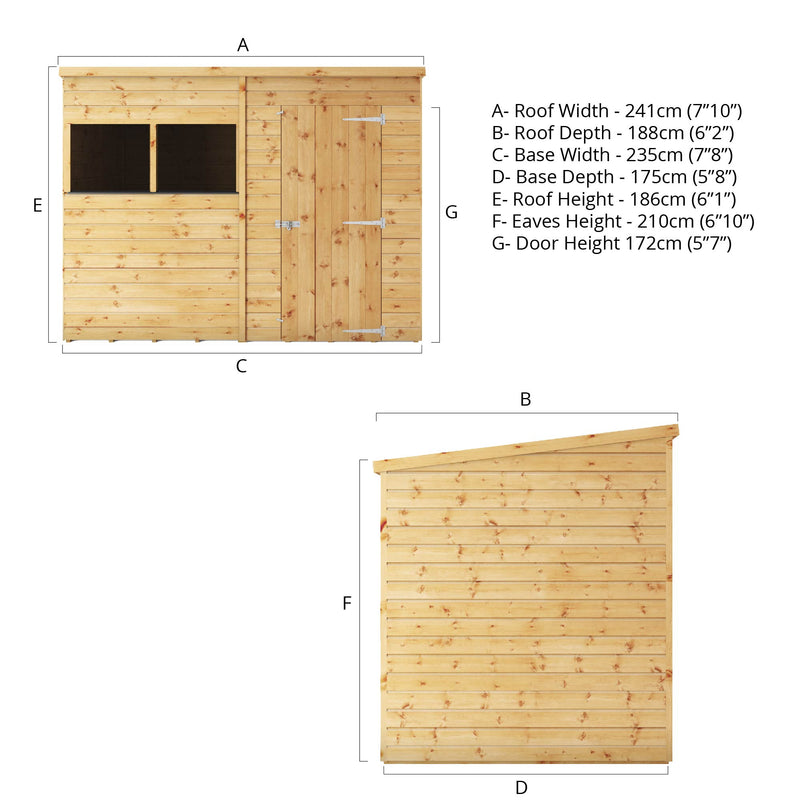 Mercia Shiplap Pent Shed (8x6) (SI-001-004-0125 - EAN 5029442006642)