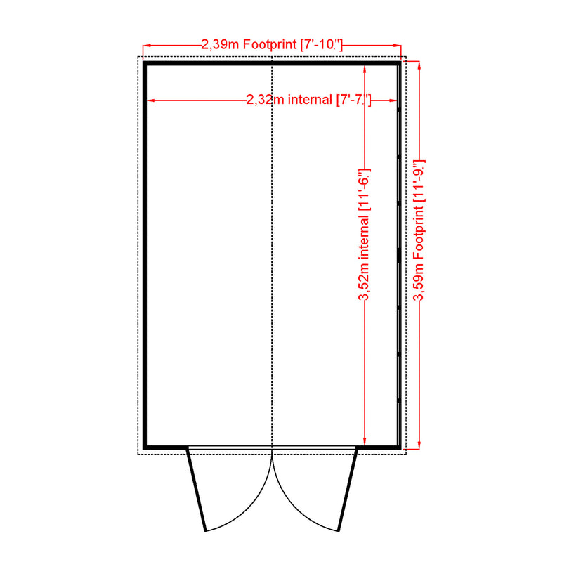 Shire Dip Treated Overlap Shed Double Door (12x8) OVED1208DOL-1AA 5060437981681 - Outside Store