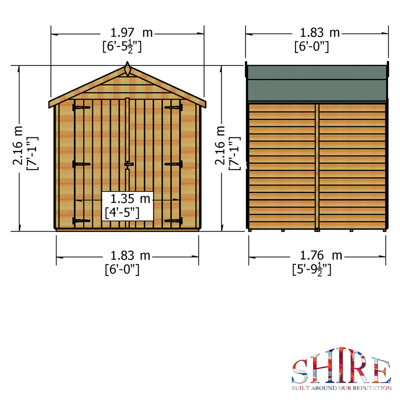 Shire Dip Treated Overlap Shed Double Door (6x6) OVED0606DOL-1AA 5060437981599 - Outside Store