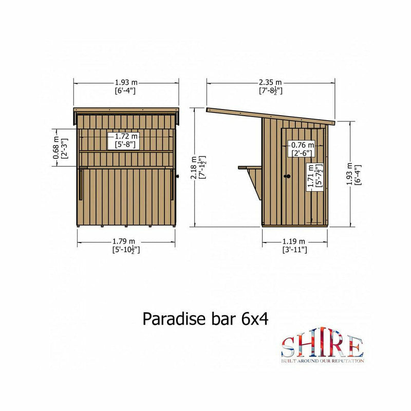 Shire Bar Pent Summerhouse (6x4) PARA0604DSL-1AA 5060490134529 - Outside Store