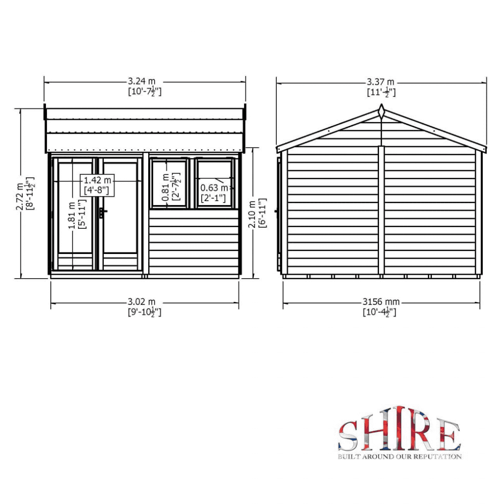 Shire Garden Studio Office Summerhouse (10x10) GDNO1010DLL-1AA 5060490131191