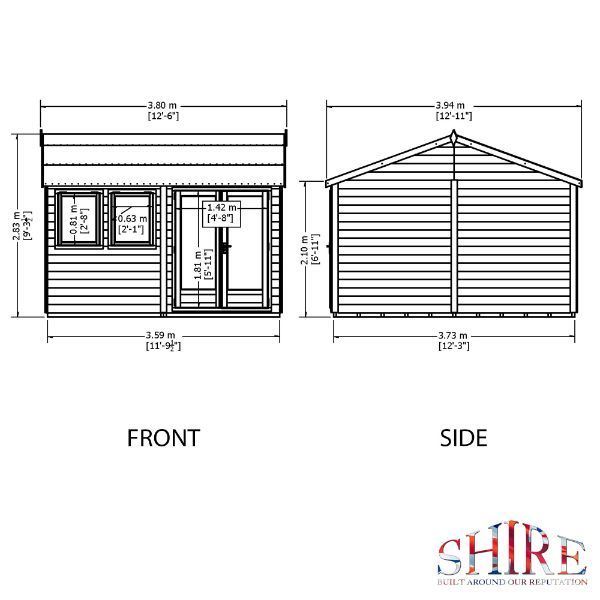 Shire Garden Studio Office Summerhouse (12x12) GDNO1212DLL-1AA 5060490131214