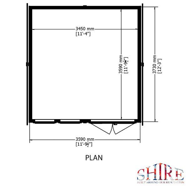 Shire Garden Studio Office Summerhouse (12x12) GDNO1212DLL-1AA 5060490131214