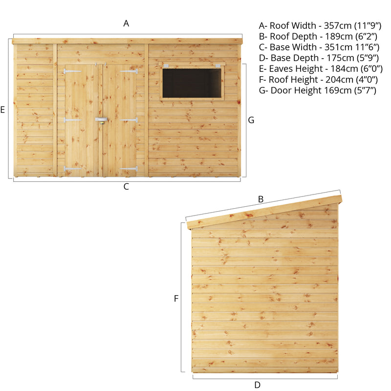 Mercia Premium Shiplap Pent (12x6) (SI-001-004-0129 - EAN 5029442006208)