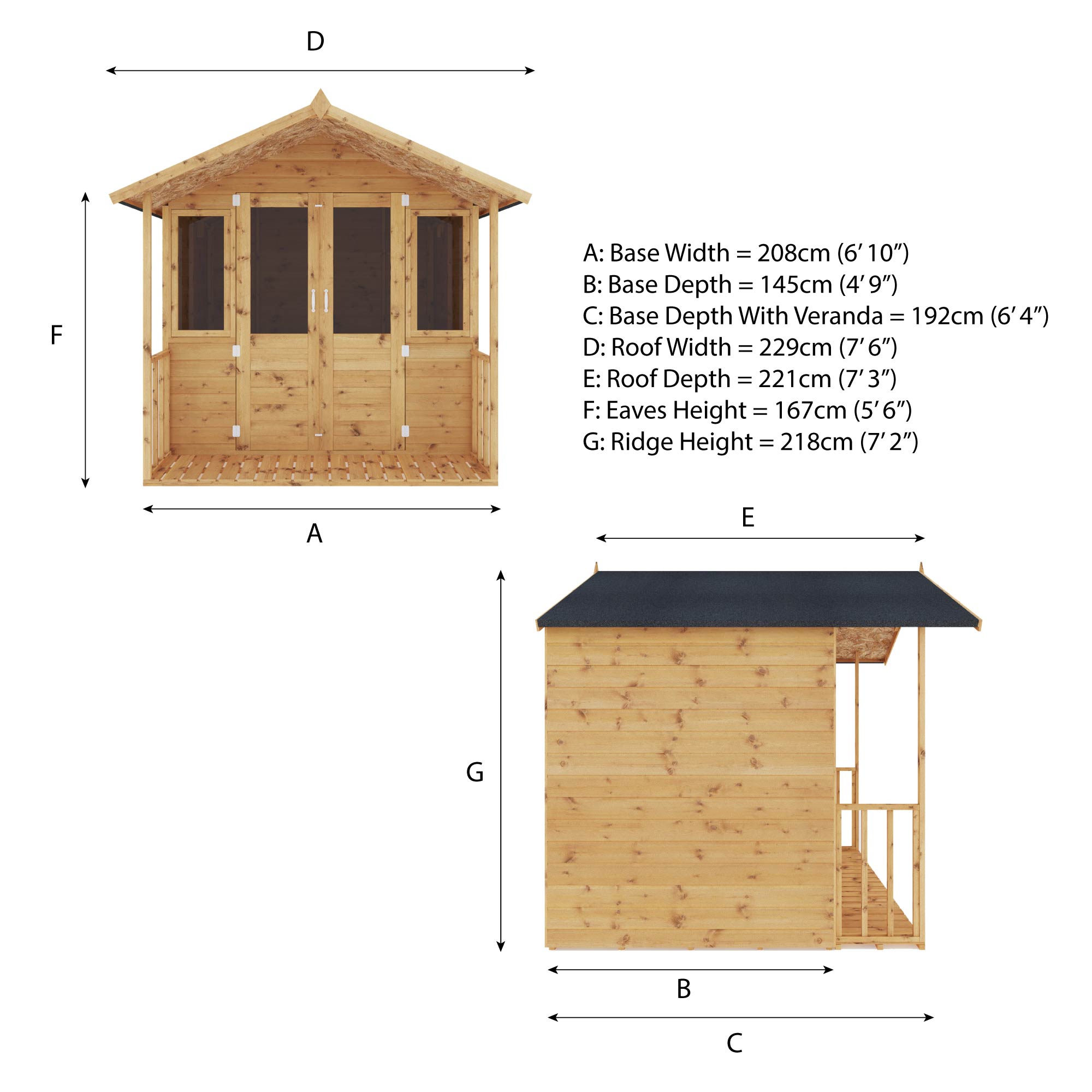 Mercia Bournemouth Wooden Summerhouse (7x7) (SI-003-001-0043 - EAN 5029442077871)