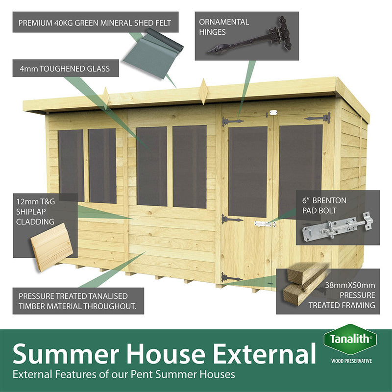 Total Sheds (12x4) Pressure Treated Pent Summerhouse