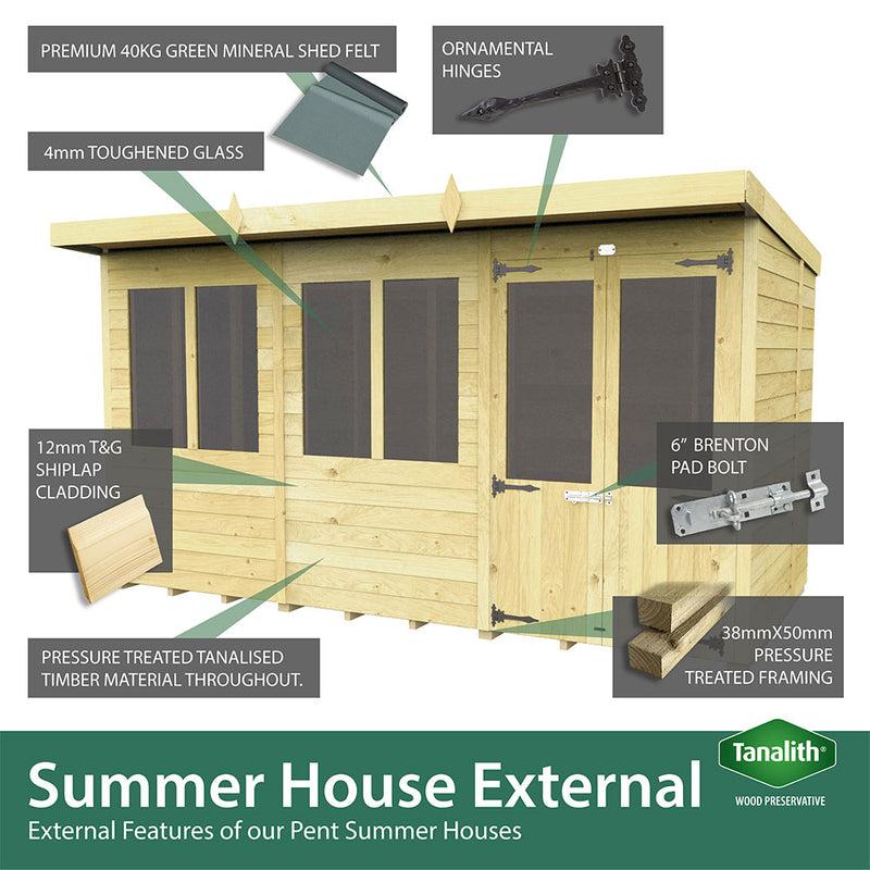 Total Sheds (16x8) Pressure Treated Pent Summerhouse