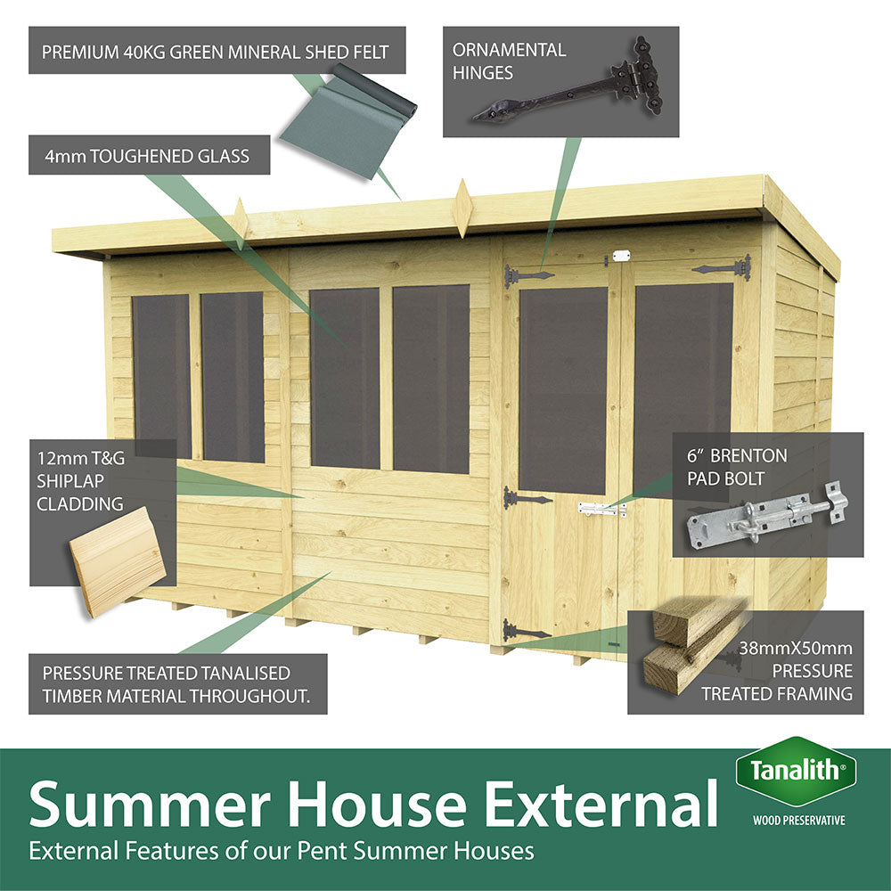 Total Sheds (14x4) Pressure Treated Pent Summerhouse