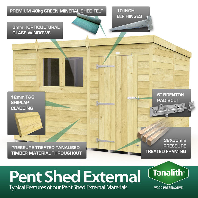 Total Sheds (18x7) Pressure Treated Pent Summer Shed