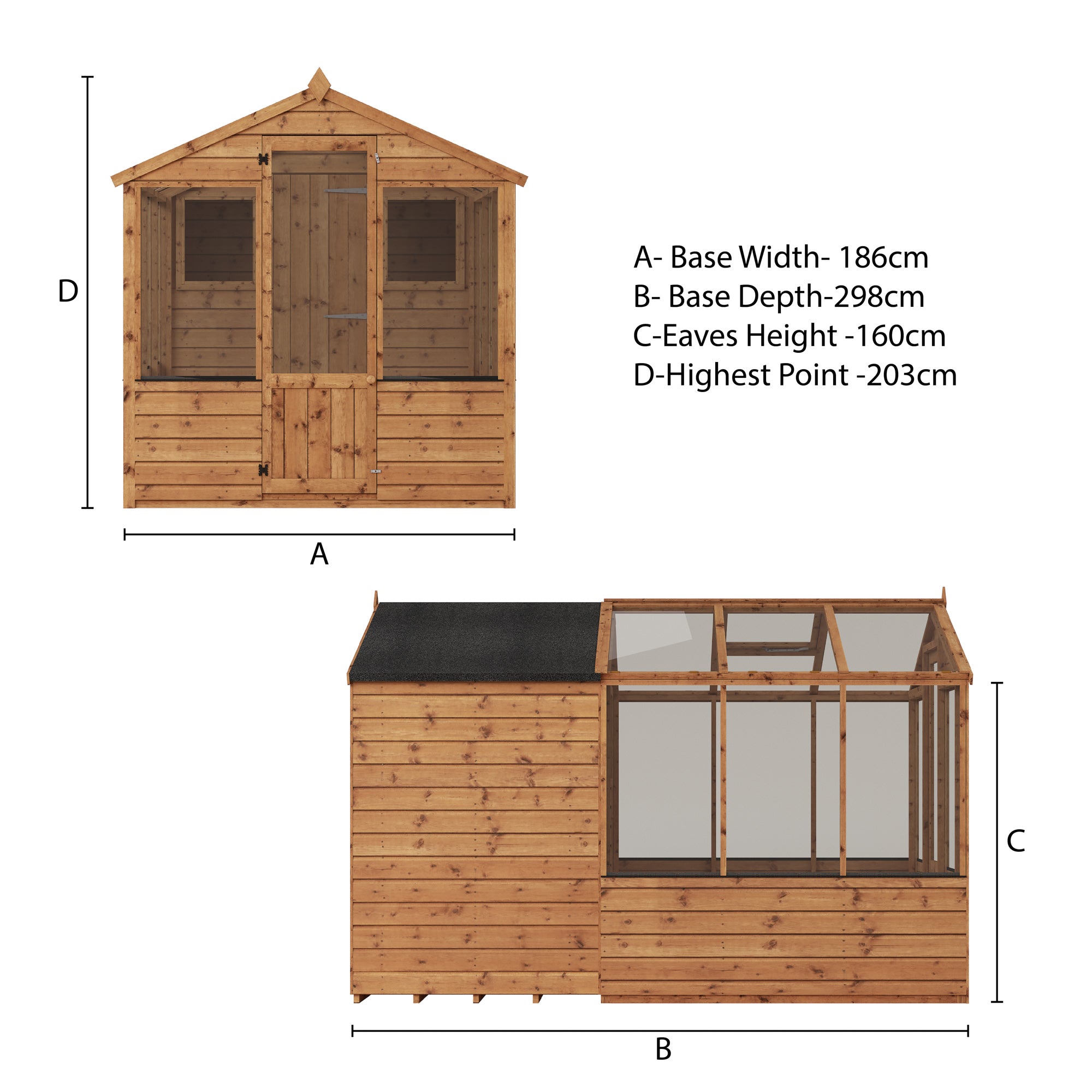 Mercia Traditional Wooden Apex Greenhouse Combi Shed (10x6) (SI-004-001-0025 - EAN 5029442091204)