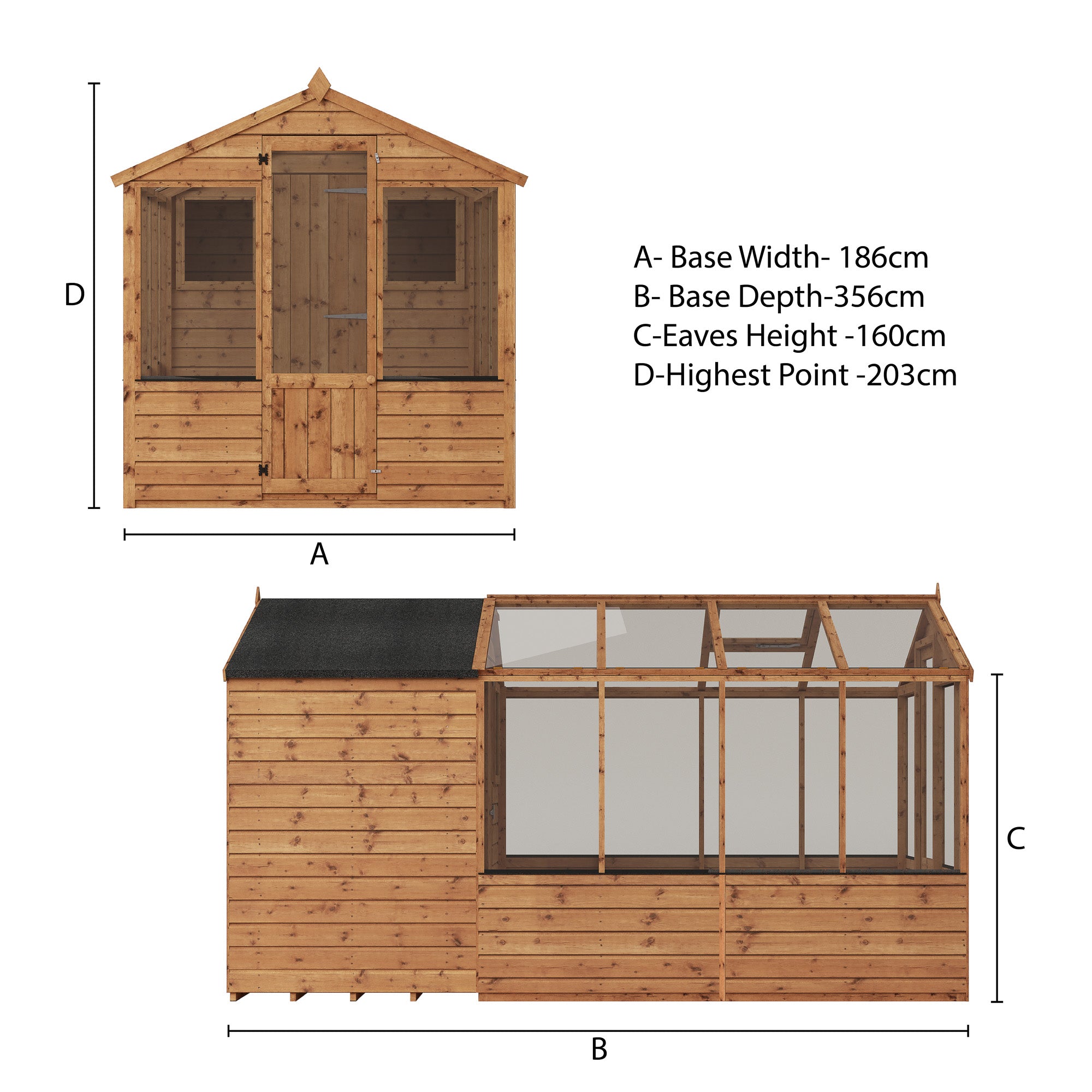 Mercia Traditional Wooden Apex Greenhouse Combi Shed (12x6) (SI-004-001-0026 - EAN 5029442091211)