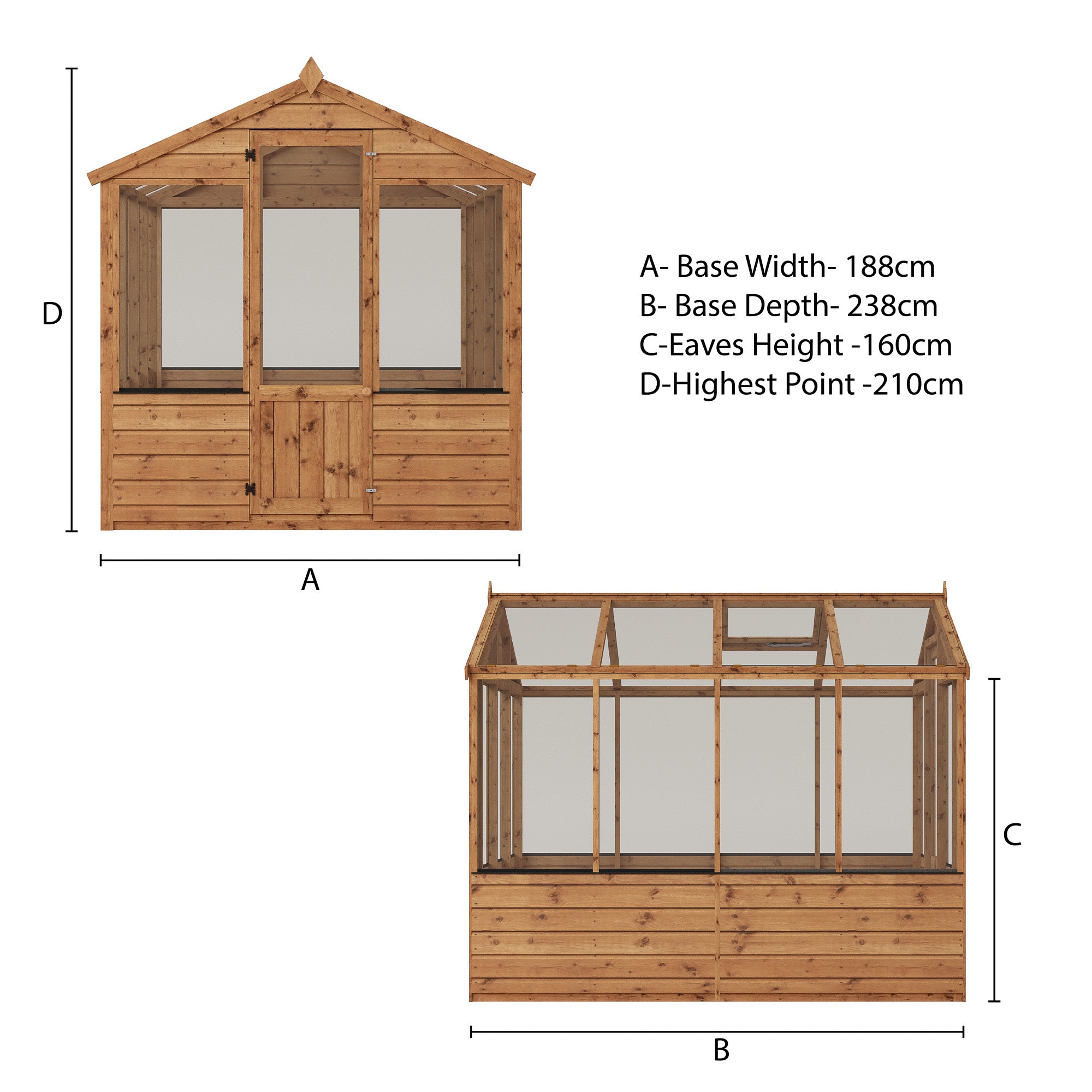 Mercia Evesham Wooden Greenhouse (8x6) (SI-004-003-0003 - EAN 5029442087863)