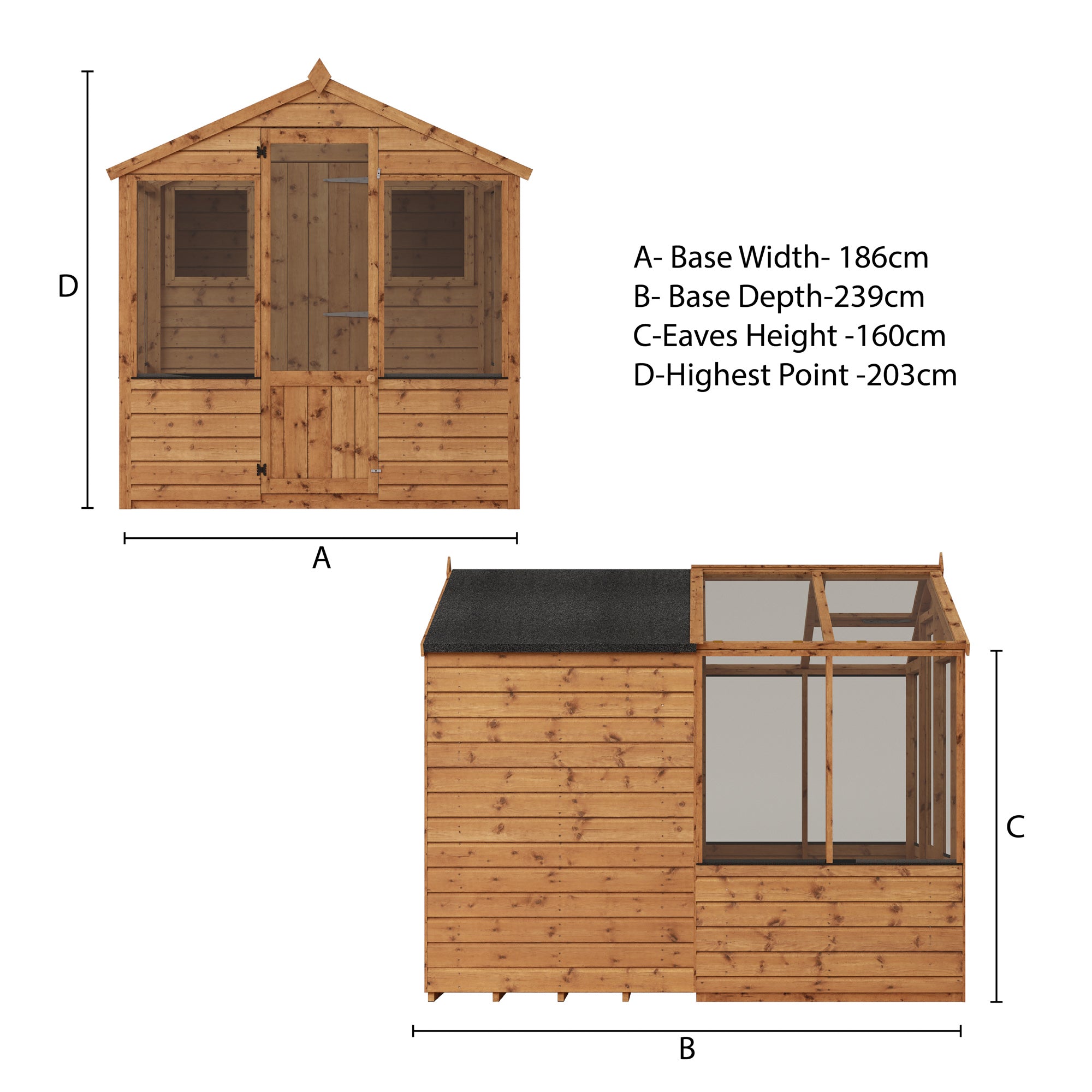 Mercia Traditional Wooden Apex Greenhouse Combi Shed (8x6) (SI-004-001-0024 - EAN 5029442091198)