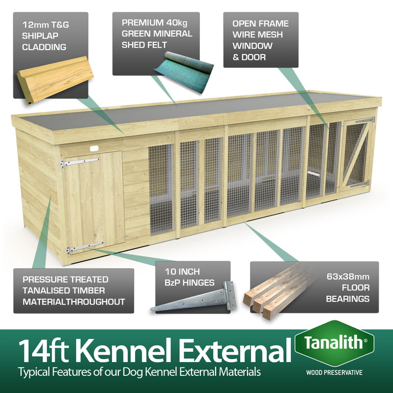 Total Sheds (14x6) Pressure Treated Dog Kennel and Run