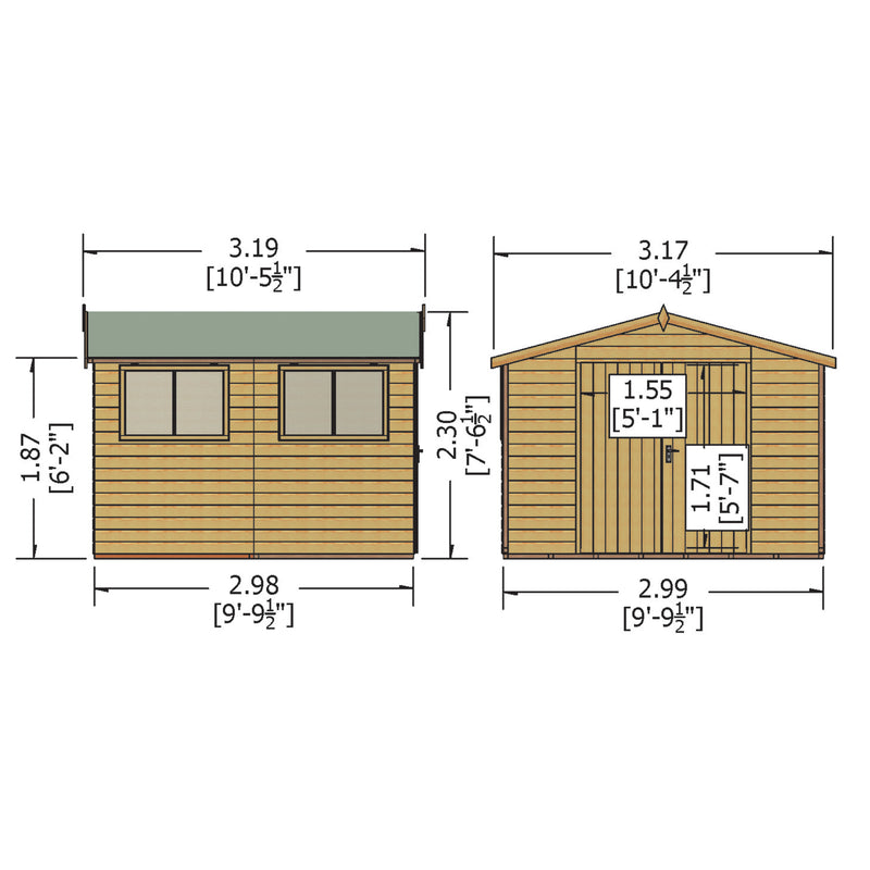 Shire Workspace Premium Shed Range Double Door (10x10) WKSP1010DSL-1AA 5060490130194 - Outside Store