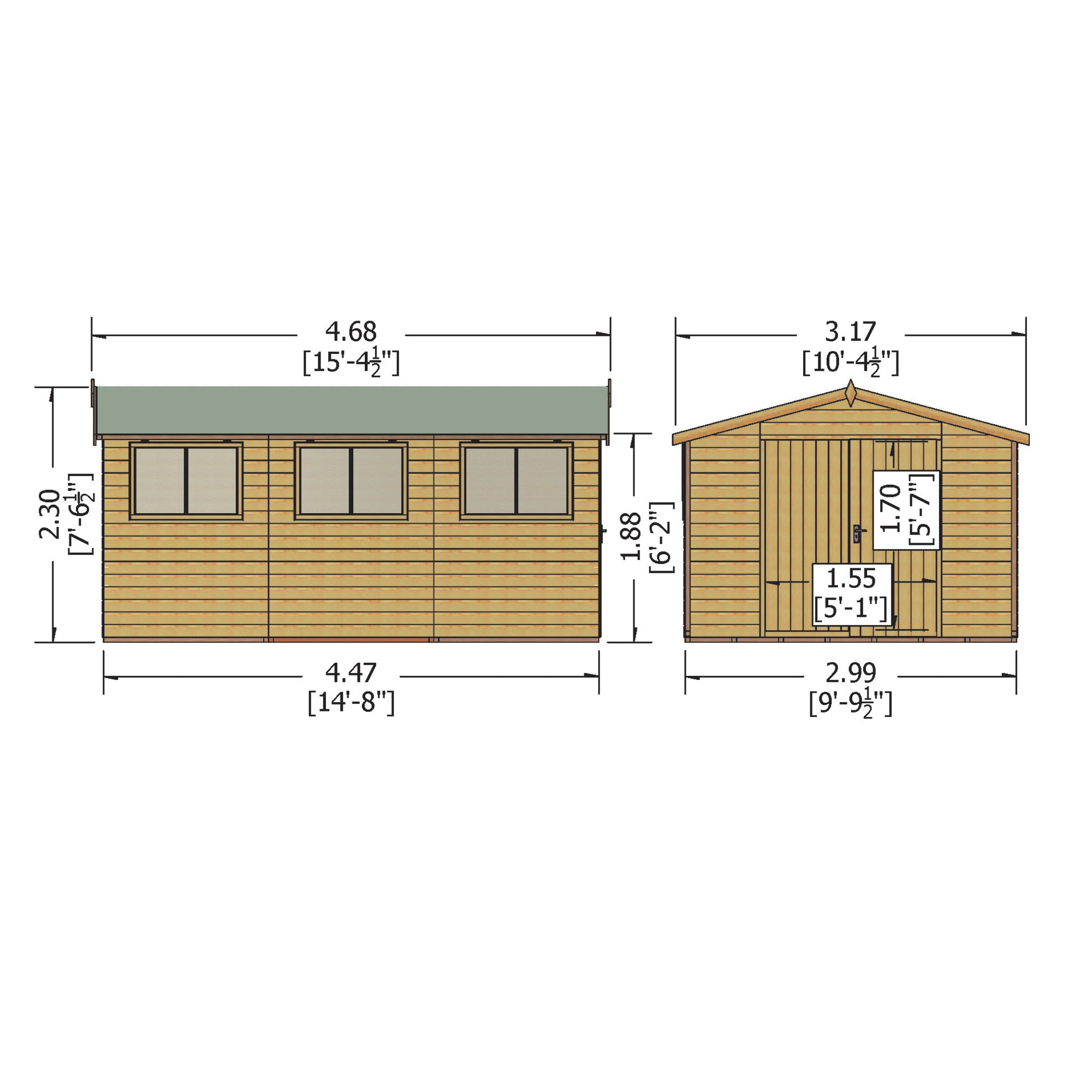 Shire Workspace Premium Shed Range Double Door (10x15) WKSP1015DSL-1AA 5060437987171 - Outside Store