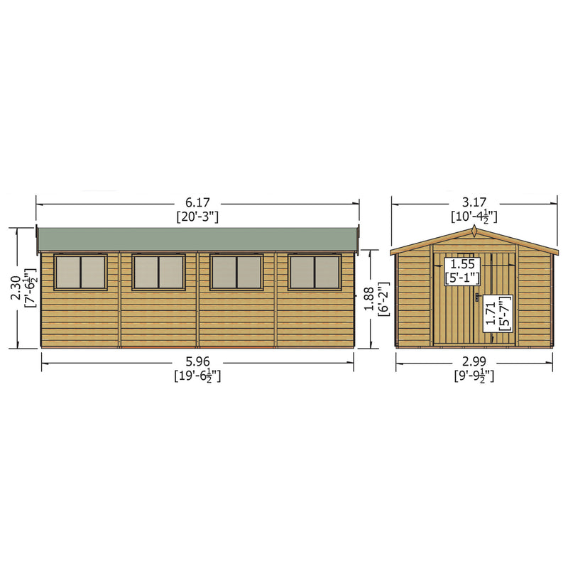 Shire Workspace Premium Shed Range Double Door (10x20) WKSP1020DSL-1AA 5060437987188 - Outside Store