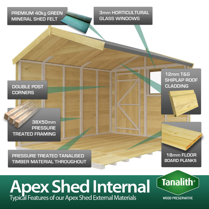 Total Sheds (5x17) Pressure Treated Apex Shed